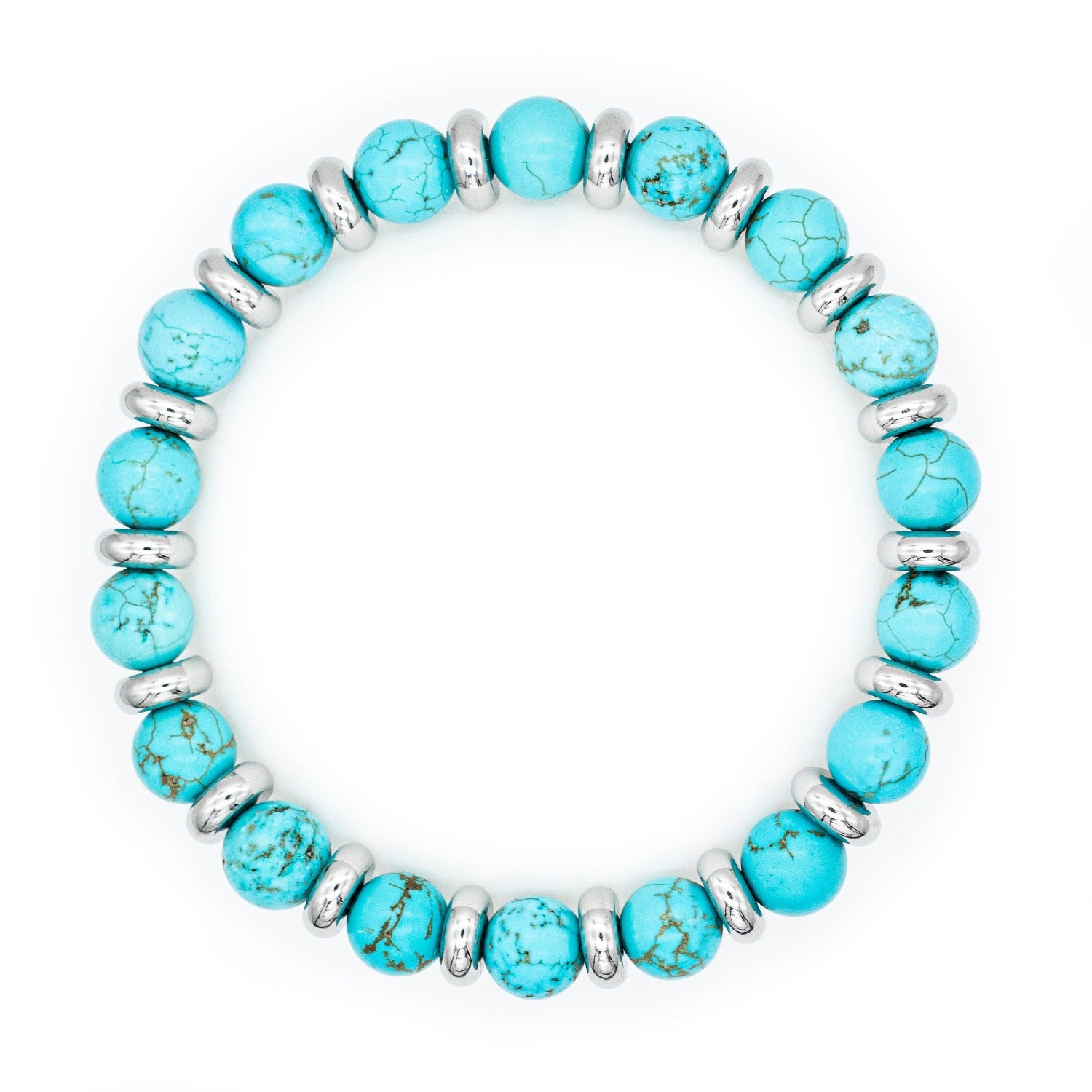 Handcrafted Turquoise bracelet on a white background, symbolizing happiness, protection, and inspiration. Handcrafted Turquoise bracelet on a white background, symbolizing happiness, protection, and inspiration.