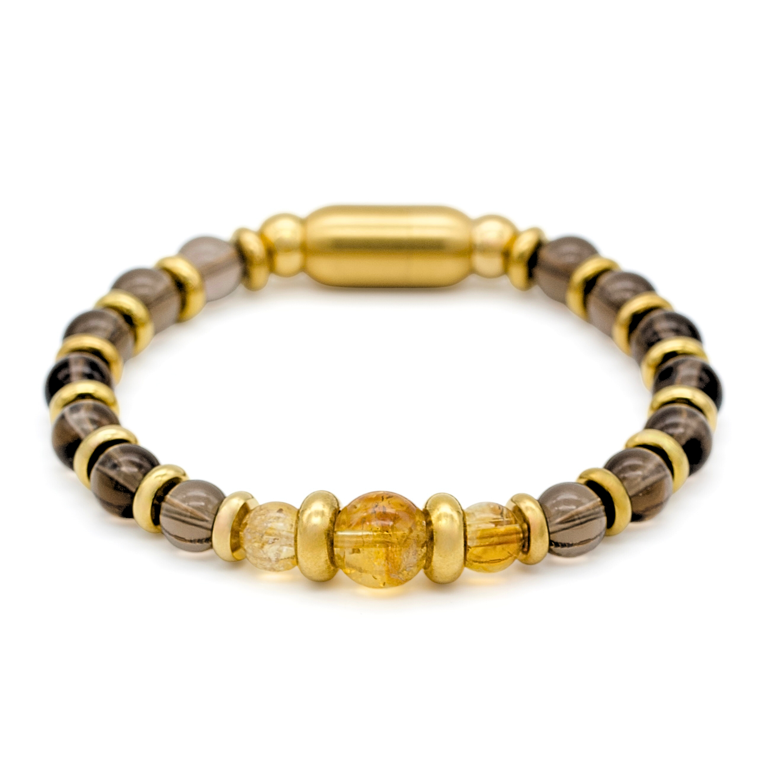 Men's Bracelet for Wealth Focus – Citrine Smoky Quartz