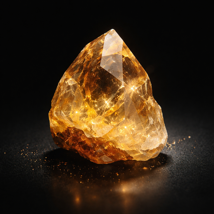 Luxury citrine jewelry on a warm neutral background symbolizing confidence success and focused energy