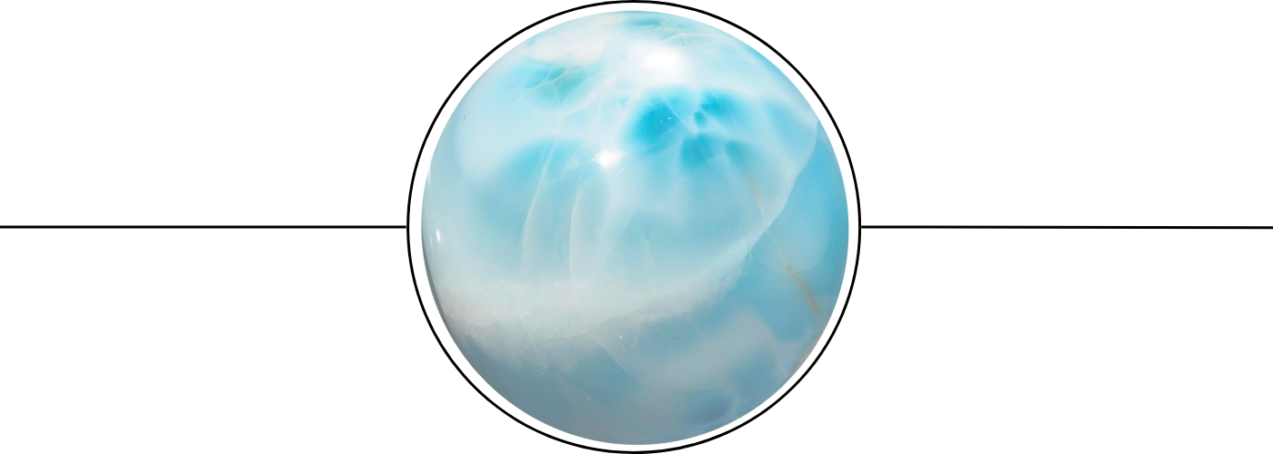 Larimar bracelet with ocean-blue beads on white background