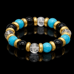 Women's Balance and Brilliance Bracelet with Turquoise, Clear Quartz, Onyx & Gold