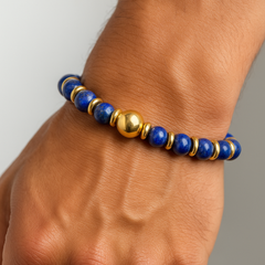 Men’s Gold Lapis Lazuli Bracelet – Fortune, Focus & Elevated Intuition