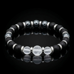 Men's Determination and Focus Bracelet with Onyx Matte, Clear Quartz Matte, Hematite and Silver Steel