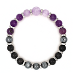 Men's Mindful Balance Bracelet: Amethyst, Black Obsidian, Hematite & Silver