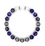 Men's Fortune & Decision-Making Bracelet: Clear Quartz, Lapis Lazuli, Hematite and Silver