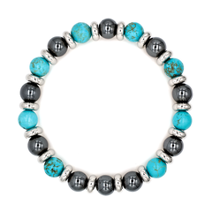 Men's Empowerment Bracelet: Turquoise, Hematite and Silver Steel - Balance & Success