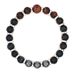 Men's Entrepreneur Success Bracelet: Red Tiger Eye, Blue Tiger Eye, Hematite and Silver