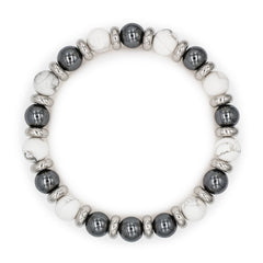 Men's Academic & Artistic Enhancement Bracelet: Hematite, Howlite & Silver Steel