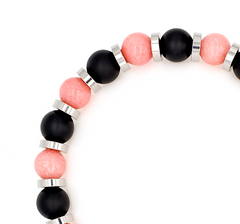 Men's Bracelet for Resilience, Joy & Protection: Onyx Matte, Chalcedony, Hematite & Silver Steel