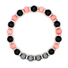 Men's Bracelet for Resilience, Joy & Protection: Onyx Matte, Chalcedony, Hematite & Silver Steel