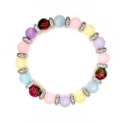 Women's Creative Expression Bracelet: Chalcedony, Tourmaline Watermelon, Aquamarine and Silver Steel