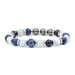Men's Leadership Bracelet with Dumortierite, Hematite, Aquamarine & Silver Steel for Growth