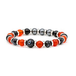 Men's Family Harmony Bracelet: Eye Agate, Hematite, Carnelian and Silver