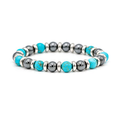 Men's Empowerment Bracelet: Turquoise, Hematite and Silver Steel - Balance & Success