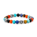 Men's bracelet with Turquoise, Yellow Tiger Eye, Onyx Matte, Carnelian, Lapis Lazuli, Hematite and Silver Steel