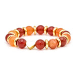 Women's Love & Prosperity Charm Bracelet: Red Aventurine & Carnelian and Gold