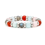 Women's Family Harmony Bracelet: Carnelian, Aquamarine, Quartz Rose, Labradorite and Silver