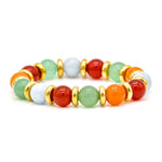 Women's Confidence & Harmony Bracelet: Carnelian, Red Aventurine, Green Aventurine, Aquamarine and Gold