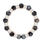 Men's Personal Growth, Protection & Success Bracelet: Larvikite, Hematite & Silver