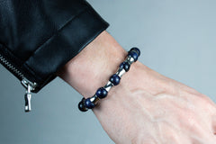 Men's Creative Leadership Accessory Bracelet with Hematite, Aventurine Sandstone Blue & Silver Steel