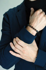 Men's Entrepreneur Success Bracelet: Tiger Eye Red, Tiger Eye Blue, Hematite and Silver Steel