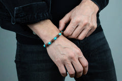 Men's Success & Protection Bracelet: Hematite, Turquoise, Obsidian Mahogany and Silver Steel