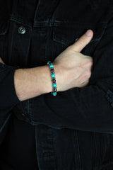 Men's Empowerment Bracelet: Turquoise, Hematite and Silver Steel - Balance & Success