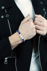 Men's Fortune & Decision-Making Bracelet: Quartz Clear, Lapis Lazuli, Hematite and Silver Steel