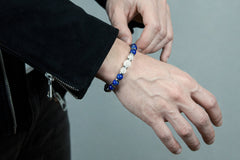 Men's Fortune & Decision-Making Bracelet: Quartz Clear, Lapis Lazuli, Hematite and Silver Steel