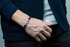 Men's Mindful Balance Bracelet: Amethyst, Obsidian Black, Hematite & Silver Steel