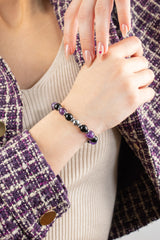 Women's Strength and Clarity Bracelet with Onyx, Amethyst and Silver Steel