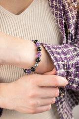 Women's Strength and Clarity Bracelet with Onyx, Amethyst and Silver Steel