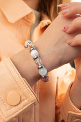 Women's Personal Growth Bracelet: Aquamarine, Jasper Snakeskin, Quartz Clear, Rhodochrosite, Howlite and Silver Steel