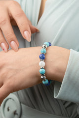 Women's Serenity and Wisdom Bracelet with Belomorite (Moonstone), Lapis Lazuli, Turquoise and Silver Steel