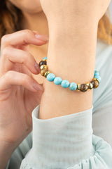 Women's Ambition and Protection Bracelet with Turquoise, Tiger Eye Yellow and Golden Steel