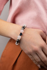 Women's Love & Growth Charm Bracelet: Quartz Rose & Garnet Almandine and Silver Steel