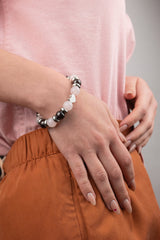 Women's Love & Growth Charm Bracelet: Quartz Rose & Garnet Almandine and Silver Steel