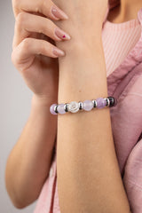 Women's Bracelet for Spiritual Clarity & Emotional Balance: Chalcedony, Clear Quartz, and Amethyst