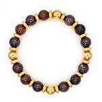 Women's Wristband for Empowering with Almandine Garnet, Mahogany Obsidian and Gold