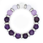 Women's Bracelet for Spiritual Clarity & Emotional Balance: Chalcedony, Clear Quartz, Amethyst and Silver