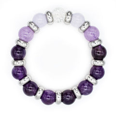 Women's Bracelet for Spiritual Clarity & Emotional Balance: Chalcedony, Clear Quartz, and Amethyst