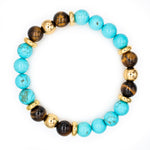 Women's Ambition and Protection Bracelet with Turquoise, Yellow Tiger Eye and Gold