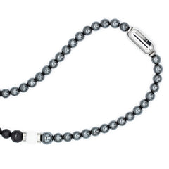 Men's Ambition and Protection Necklace with Onyx Matte, Quartz Clear Matte, Hematite and Silver Steel