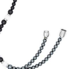 Men's Ambition and Protection Necklace with Onyx Matte, Quartz Clear Matte, Hematite and Silver Steel