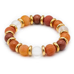 Women's Creative Energy Beaded Bracelet with Agate Matte, Red Aventurine, Clear Quartz Matte and Gold