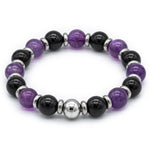Women's Strength and Clarity Bracelet with Onyx, Amethyst and Silver