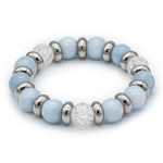 Women's Calming Wisdom Beaded Bracelet with Aquamarine, Clear Quartz and Silver