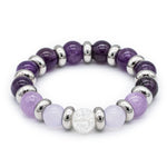 Women's Bracelet for Spiritual Clarity & Emotional Balance: Chalcedony, Clear Quartz, Amethyst and Silver