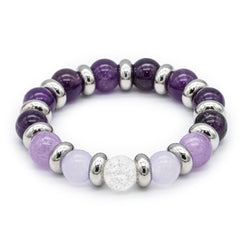 Women's Bracelet for Spiritual Clarity & Emotional Balance: Chalcedony, Clear Quartz, and Amethyst