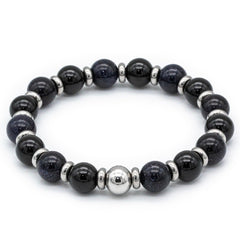 Women's Leadership and Creativity Bracelet with Onyx, Aventurine Sandstone Blue and Silver Steel